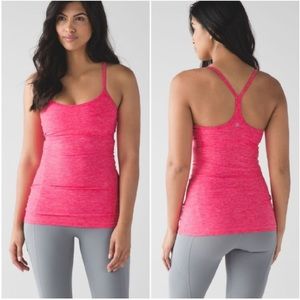 Lululemon pink Power Y work out top